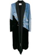 Greg Lauren Denim Fabric Long Coat - Blue