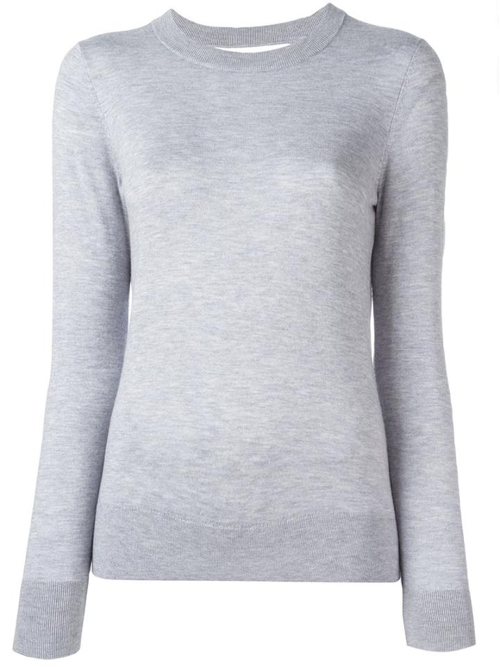 Michael Michael Kors Ribbed Detailing Pullover, Women's, Size: Large, Grey, Nylon/polyester/viscose/cashmere