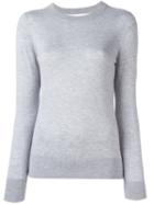 Michael Michael Kors Ribbed Detailing Pullover, Women's, Size: Large, Grey, Nylon/polyester/viscose/cashmere