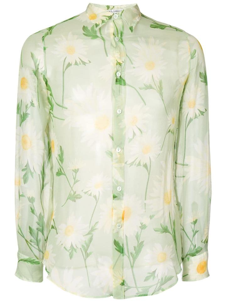 Dolce & Gabbana Vintage Daisies Print Shirt - Green