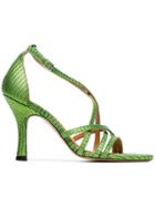 Ganni Green And Black Wilma 90 Leather Sandals