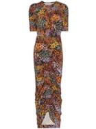 Preen By Thornton Bregazzi Alice Floral Ruched Maxi Dress - Orange