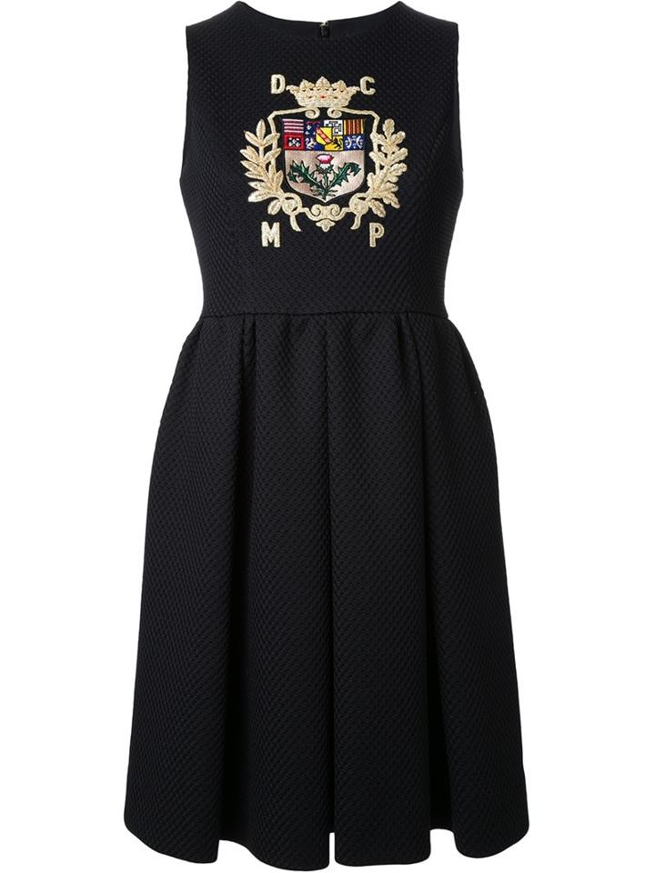 Dresscamp Embroidered Blazon Dress, Women's, Size: 38, Black, Polyester