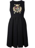Dresscamp Embroidered Blazon Dress, Women's, Size: 38, Black, Polyester