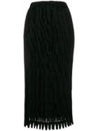 Issey Miyake Vintage Layered Plissé Velvet Midi Skirt - Black