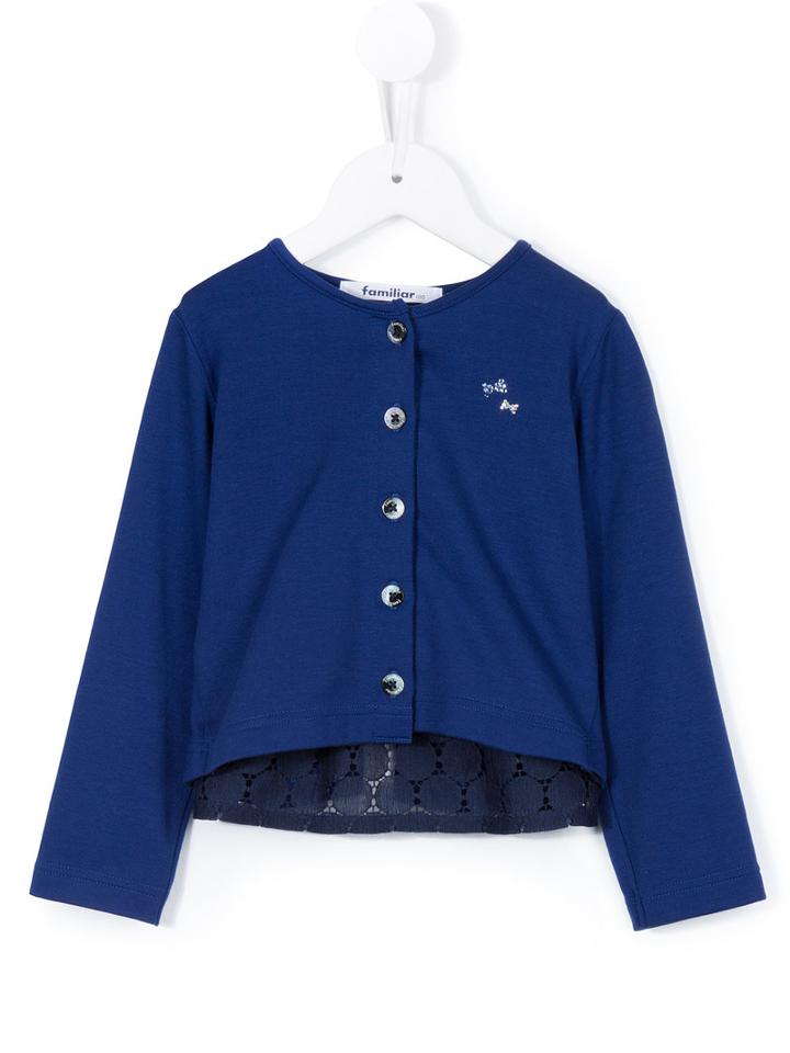 Familiar Embroidered Detail Cardigan, Toddler Girl's, Size: 5 Yrs, Blue