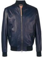 Barba Classic Leather Jacket - Blue