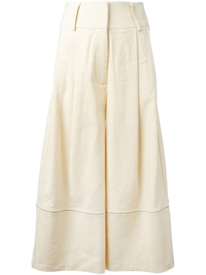 Erika Cavallini Pleated Culottes, Women's, Size: 40, White, Cotton/linen/flax/spandex/elastane