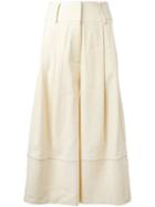 Erika Cavallini Pleated Culottes, Women's, Size: 40, White, Cotton/linen/flax/spandex/elastane