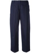 Jil Sander Navy Cropped Trousers, Women's, Size: 40, Blue, Cotton/acetate/cupro