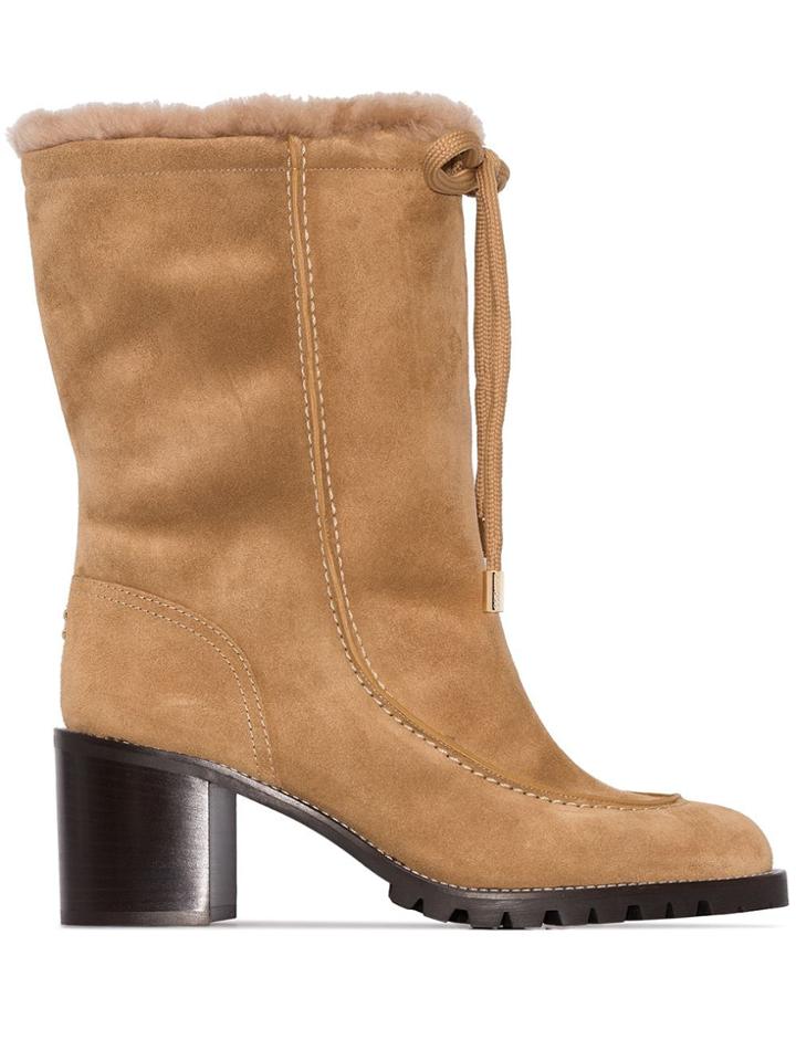 Jimmy Choo Buffy 65mm Shearling Boots - Neutrals