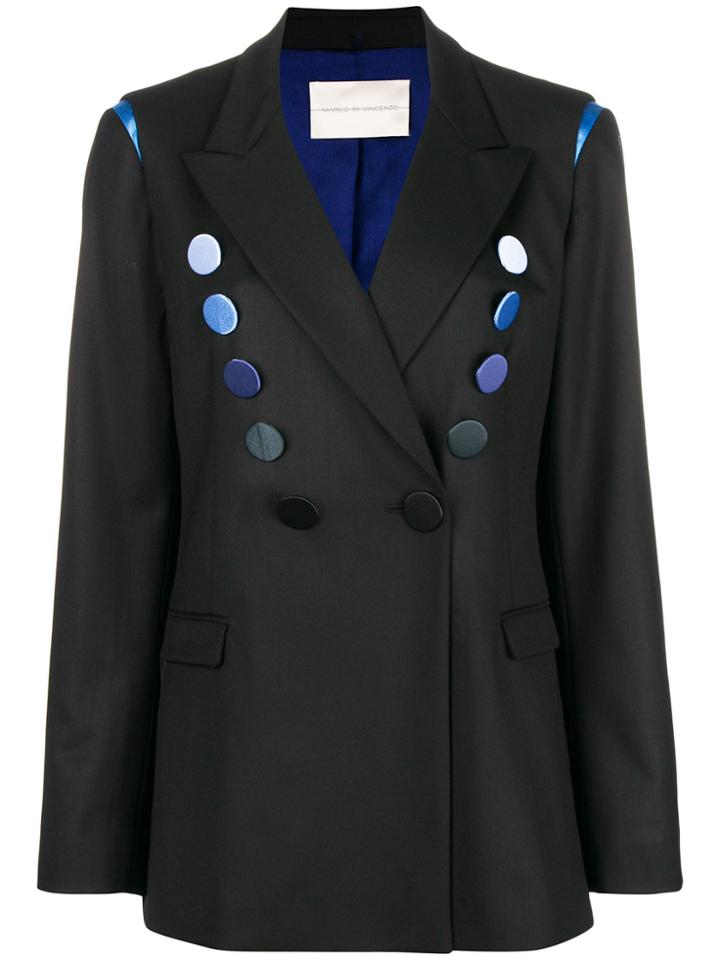 Marco De Vincenzo Embellished Double-breasted Blazer - Black