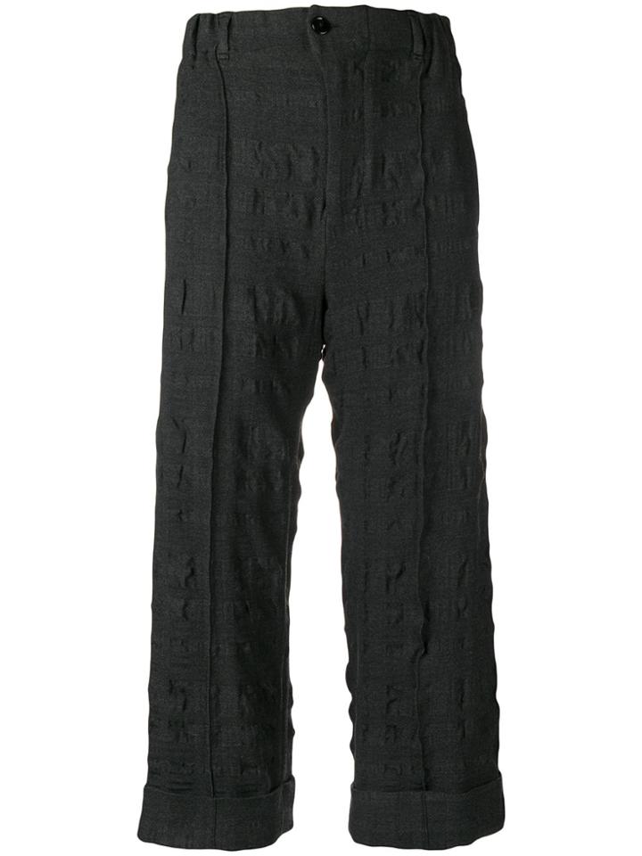 Julien David Textured Cropped Trousers - Grey