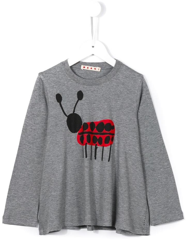 Marni Kids Bug Printed Top, Girl's, Size: 10 Yrs, Grey