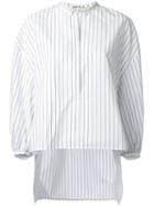 Enföld Pinstriped Bishop Sleeve Blouse, Women's, Size: 38, White, Cotton/nylon