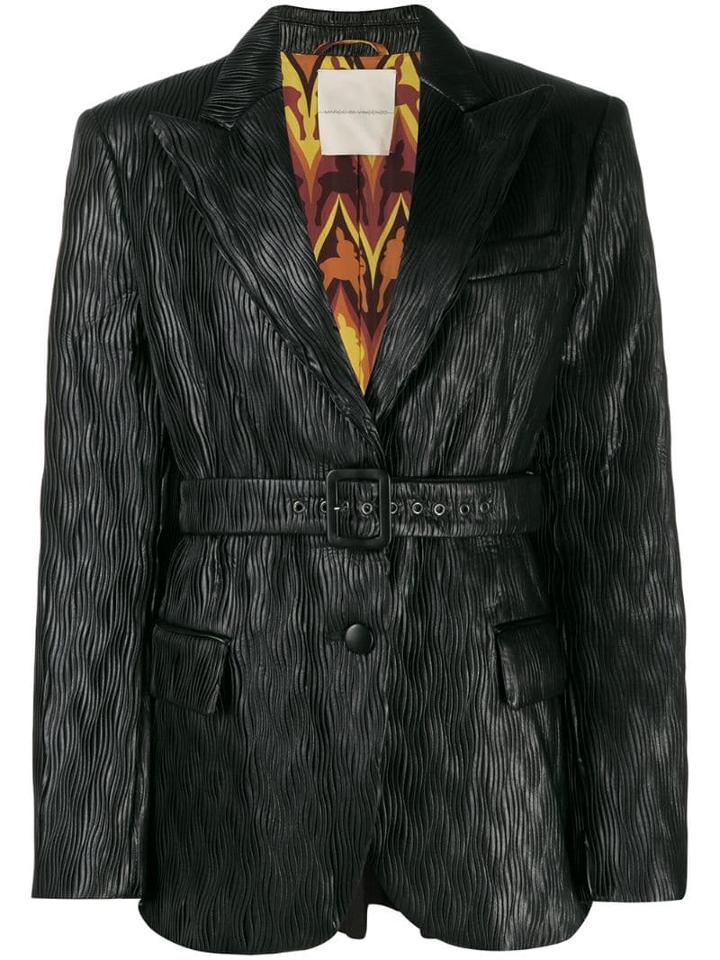 Marco De Vincenzo Belted Pleated Blazer - Black