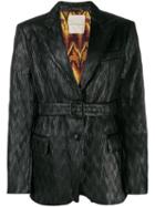 Marco De Vincenzo Belted Pleated Blazer - Black