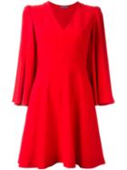 Alexander Mcqueen Flared Cape Dress, Women's, Size: 44, Red, Viscose/acetate/silk