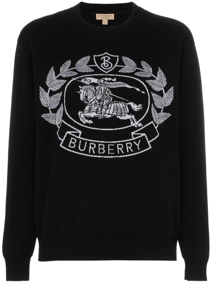 Burberry Bilston Logo Intarsia Wool Blend Jumper - Black