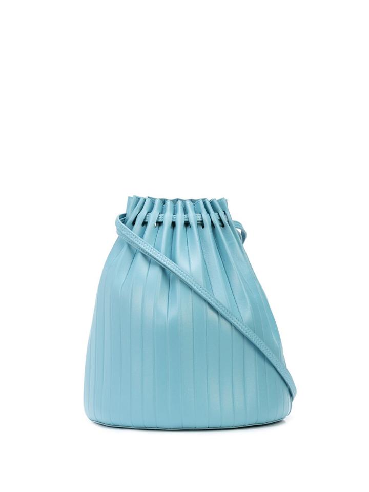 Mansur Gavriel Lambskin Pleated Bucket - Blue