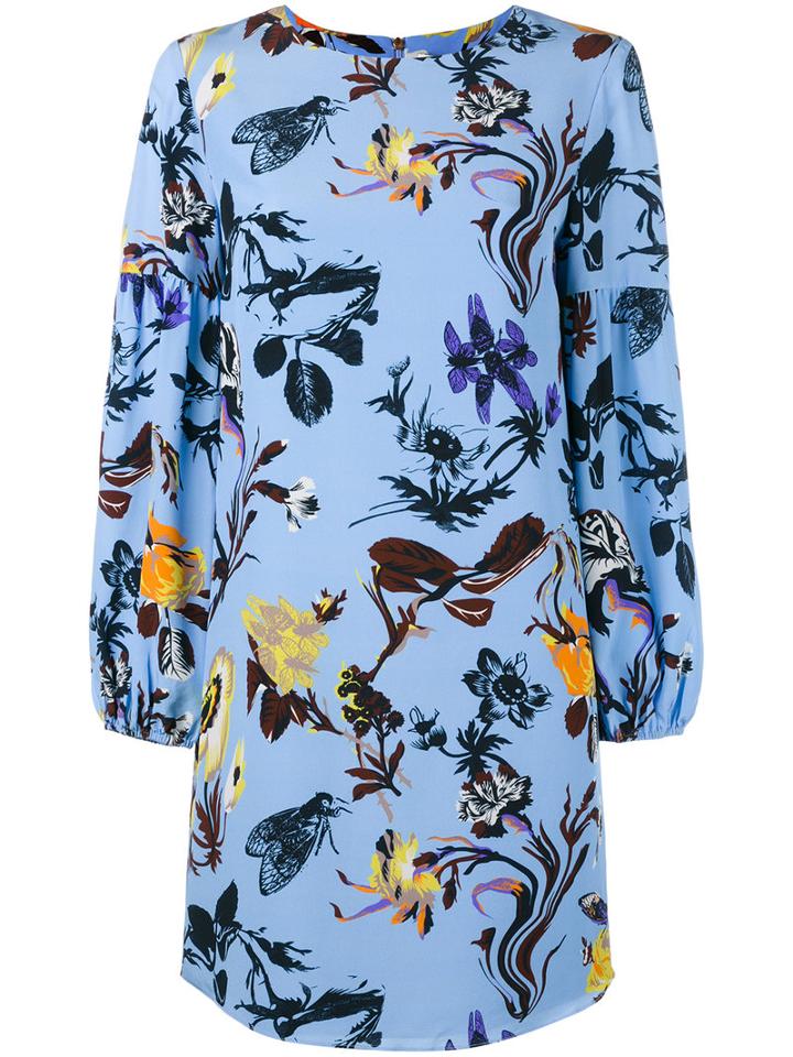 Tibi - Floral Print Dress - Women - Silk/polyester - 4, Blue, Silk/polyester