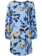 Tibi - Floral Print Dress - Women - Silk/polyester - 4, Blue, Silk/polyester