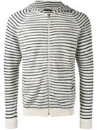 Roberto Collina Striped Hoodie, Men's, Size: 54, White, Cotton/polyamide