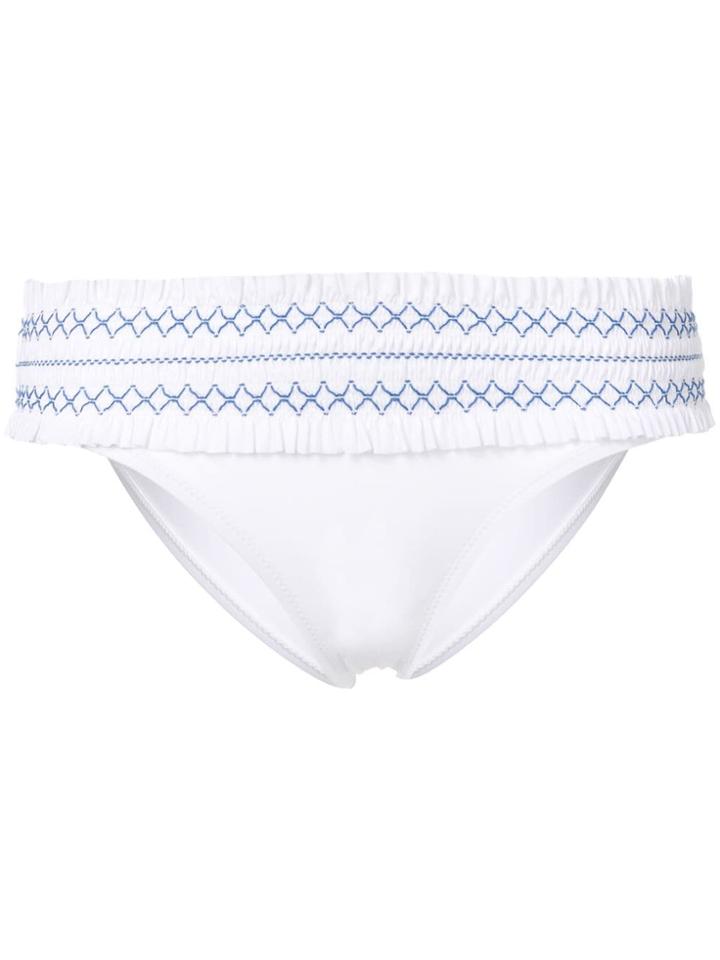 Tory Burch Ruffle Trim Bikini Bottoms - White
