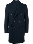 Mp Massimo Piombo Double Breasted Coat, Men's, Size: 52, Blue, Wool/polyamide/cupro