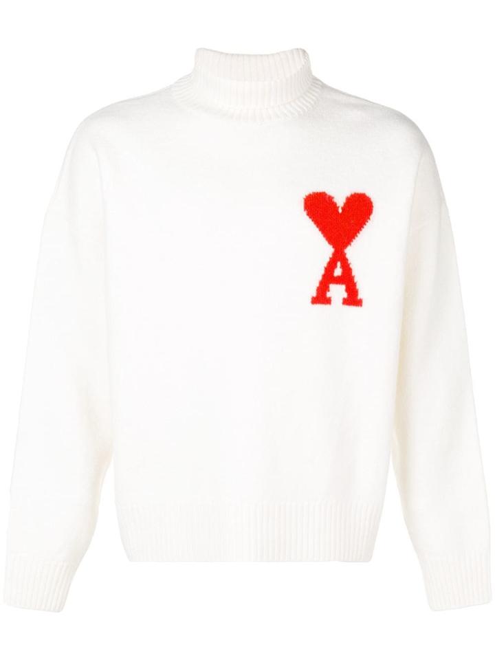 Ami Alexandre Mattiussi Funnel Collar Sweater With Intarsia Ami De