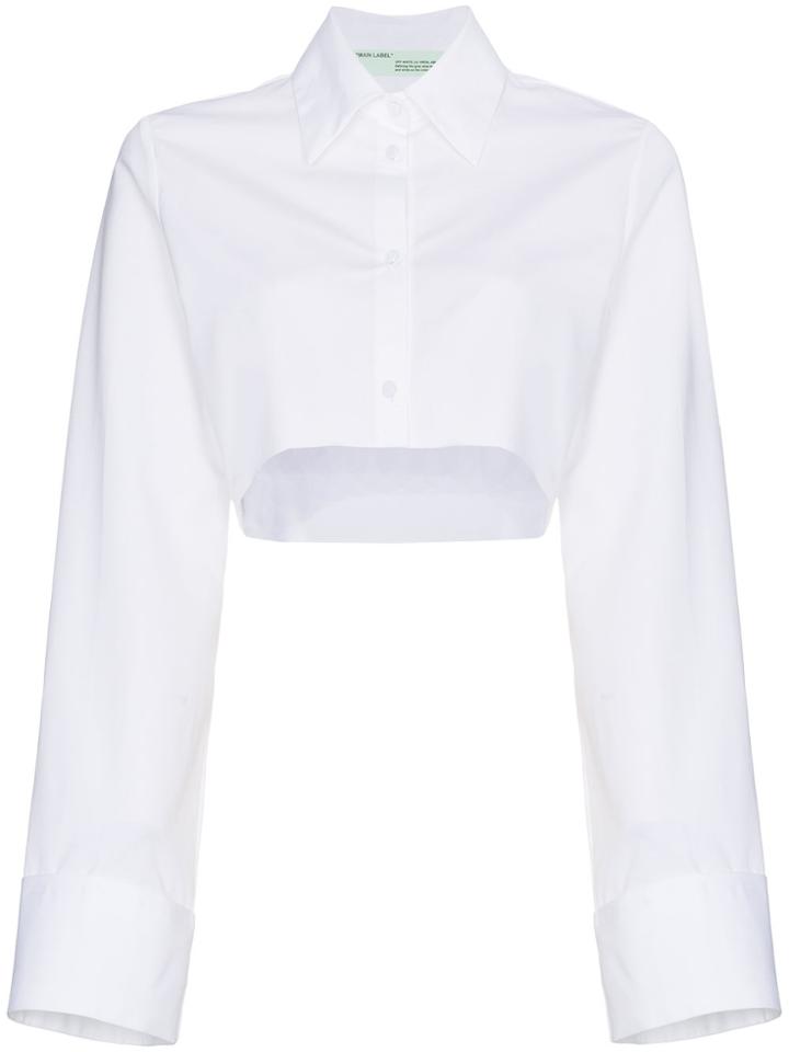 Off-white Cropped Button Down Cotton Shirt