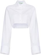 Off-white Cropped Button Down Cotton Shirt