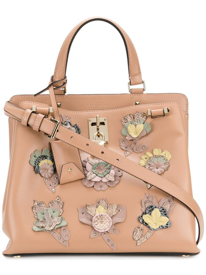 Valentino Valentino Garavani Joylock Medium Tote With Floral Appliqués