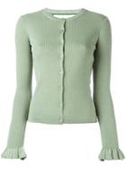Red Valentino Ruffled Cuffs Cardigan, Women's, Size: Xs, Green, Silk/polyamide/cashmere