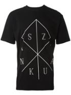 Sankuanz Logo Print T-shirt, Men's, Size: S, Black, Cotton