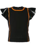No Ka' Oi Manu Frill Sleeve Sports Top - Black