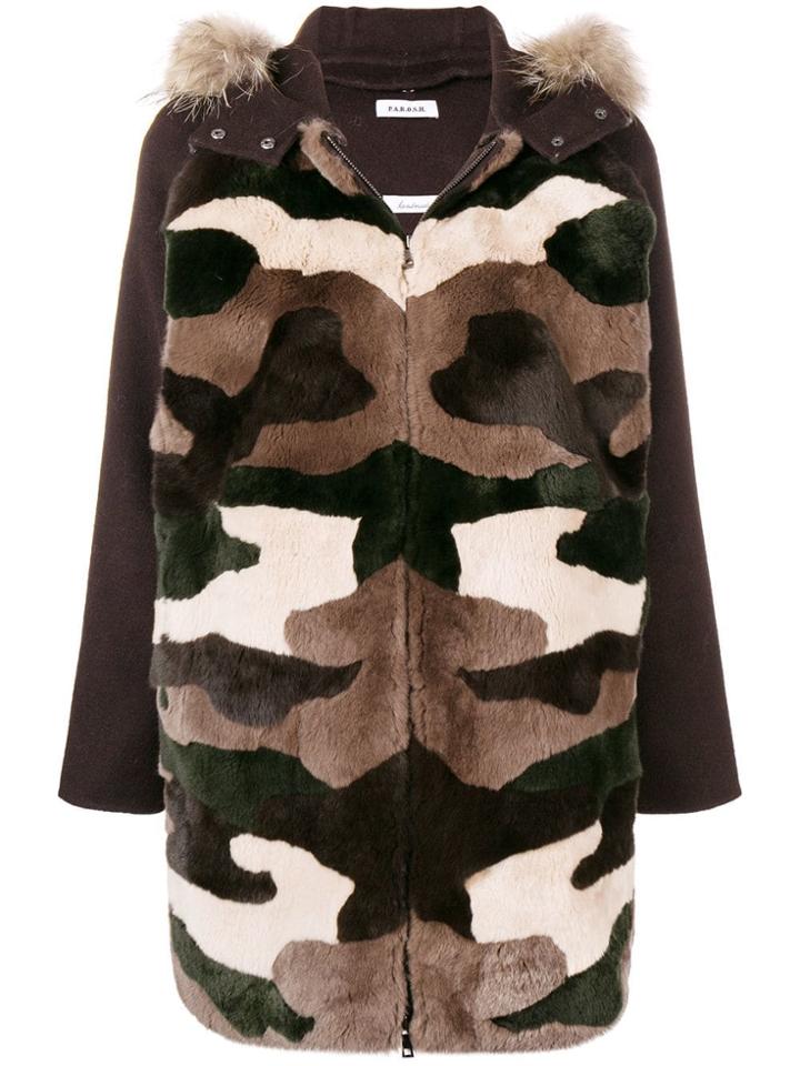 P.a.r.o.s.h. Hooded Camouflage Parka Coat - Brown