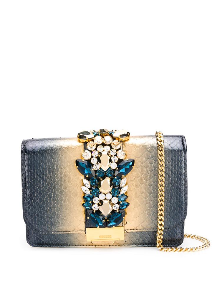 Gedebe Embellished Snakeskin-effect Bag - Blue
