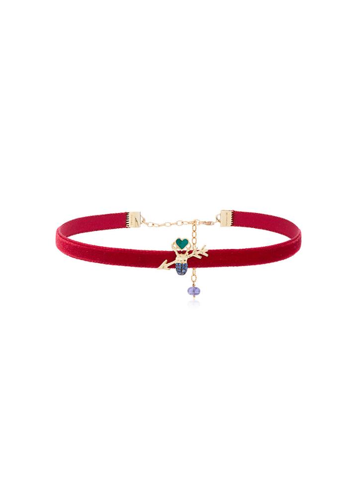 Daniela Villegas Velvet Love Arrow Choker - Red