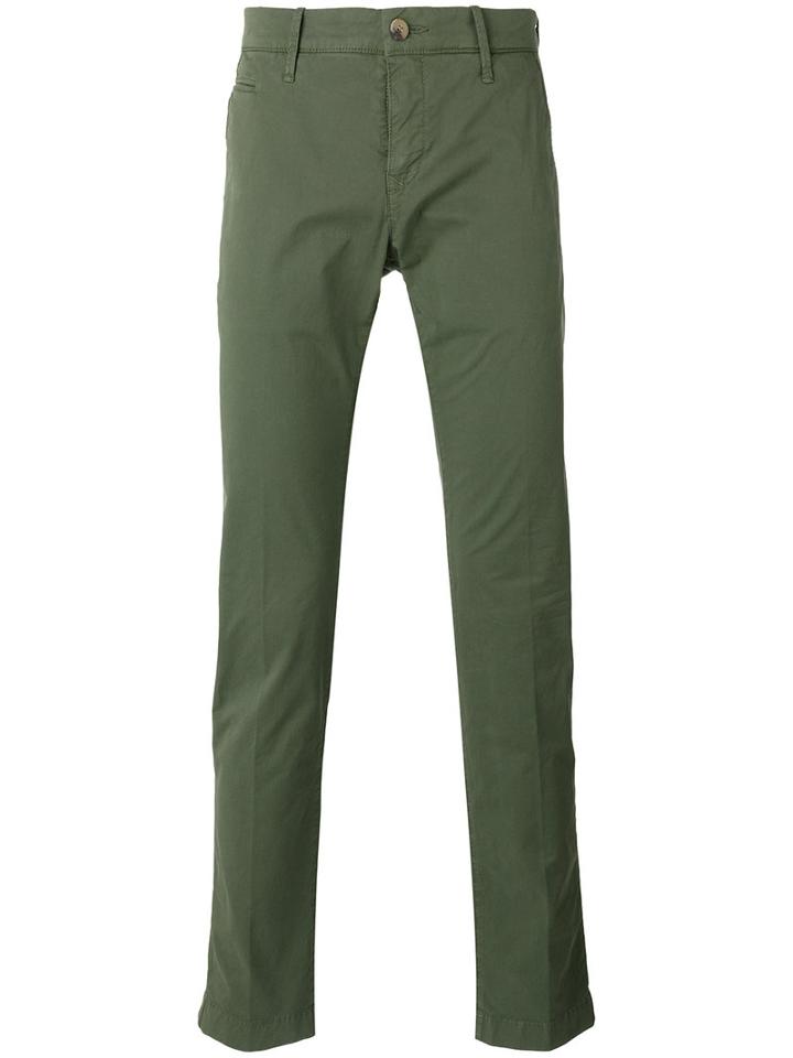 Jacob Cohen Straight Leg Trousers, Men's, Size: 40, Green, Cotton/spandex/elastane