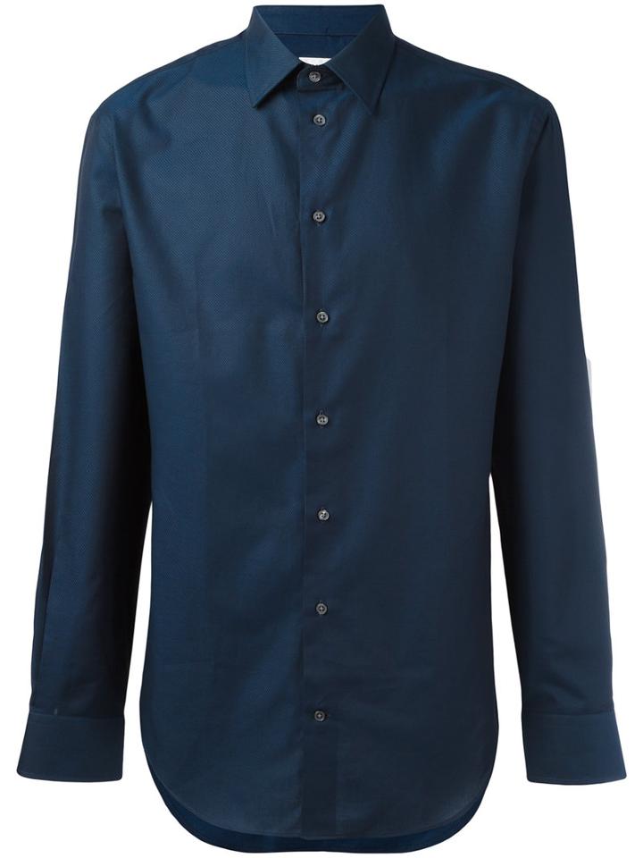 Armani Collezioni Classic Button Shirt, Men's, Size: 38, Blue, Cotton