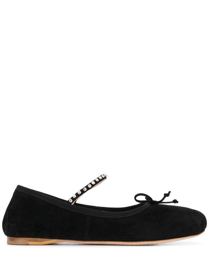 Miu Miu Crystal-embellished Ballerina Flats - Black
