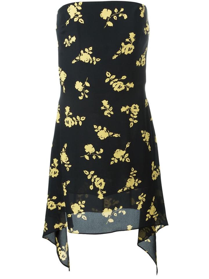 Versus Floral Print Strapless Dress