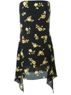 Versus Floral Print Strapless Dress