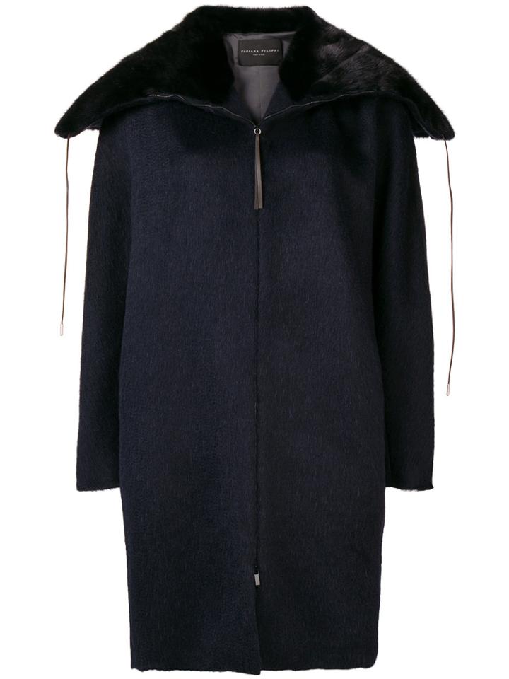 Fabiana Filippi Fur-trim Zipped Cardigan - Blue