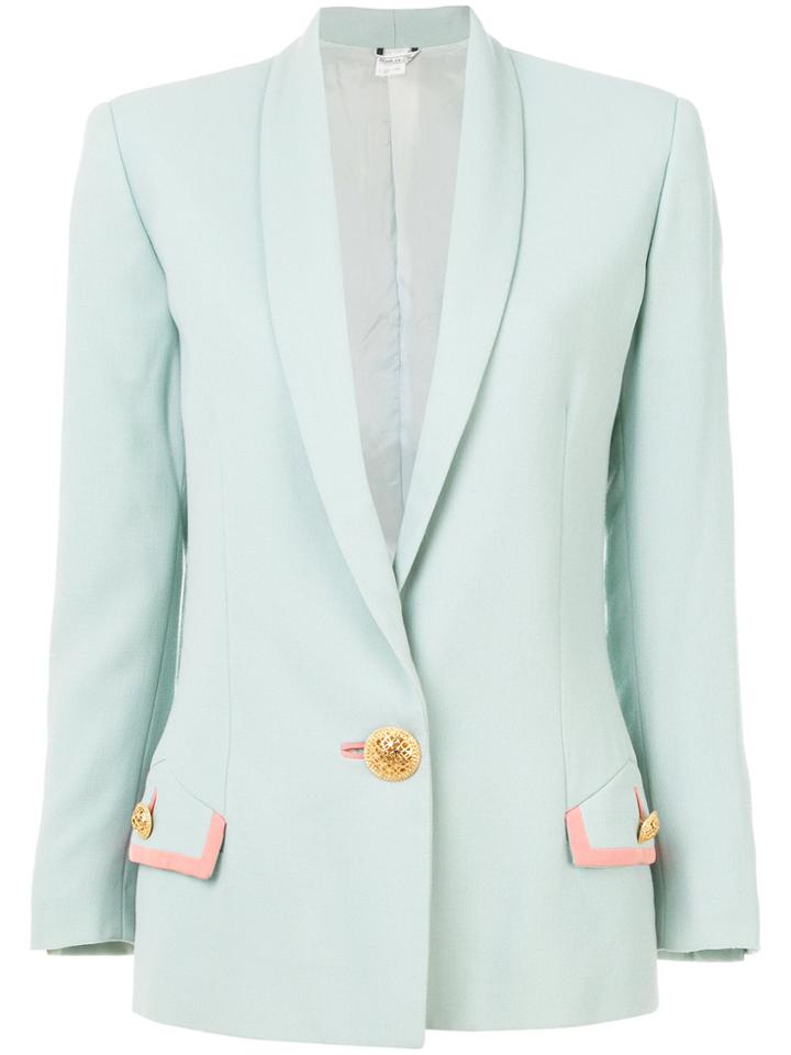 Versace Vintage Printed Cropped Jacket - Blue
