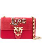 Pinko Embellished Love Shoulder Bag - Red