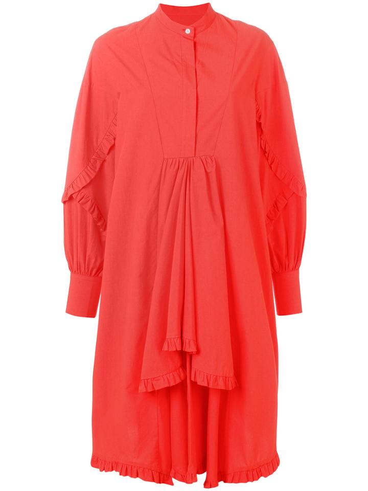 Msgm Balloon Sleeve Ruffle Detail Dress - Red