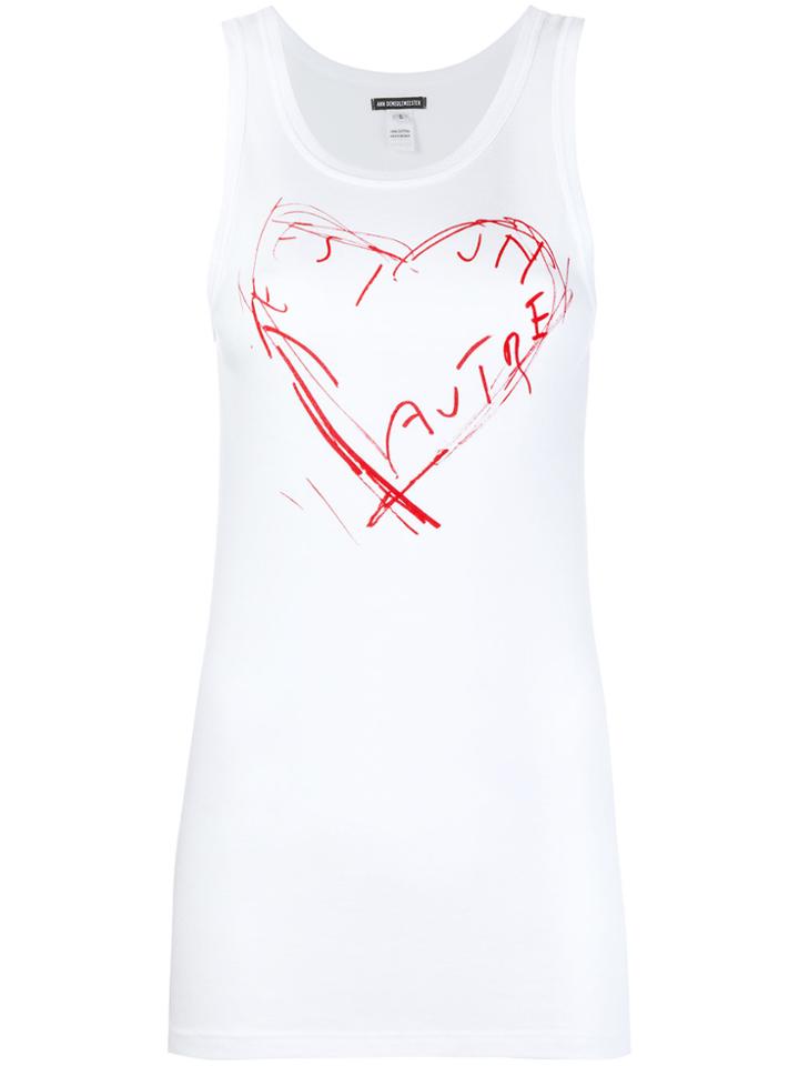Ann Demeulemeester Heart Tank Top - White
