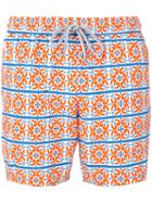 Capricode - Tile Print Swim Shorts - Men - Polyamide - Xxl, Orange, Polyamide